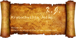 Kratochvilla Jolán névjegykártya