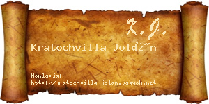 Kratochvilla Jolán névjegykártya